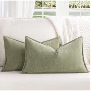 Sage Green Chenille Herringbone Pillow Covers 12x20 Set of 2 Holiday Home Decor